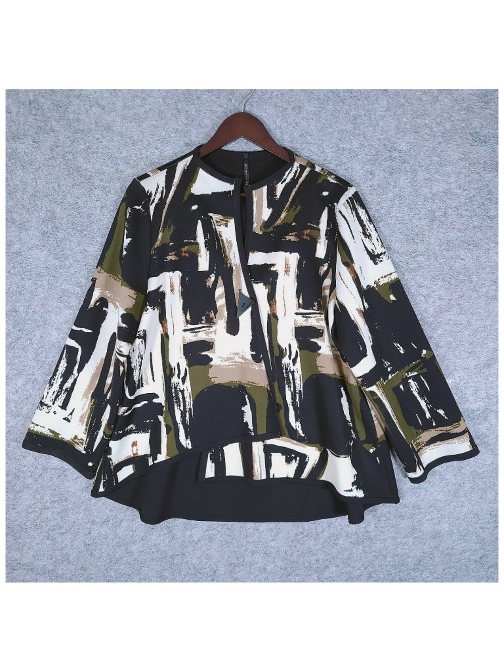 IC by Connie K Asymmetric Abstract Print Jacket USA Made XL Art Wear Lagenlook